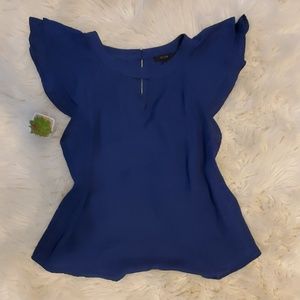 Navy blue dress shirt with key hole front